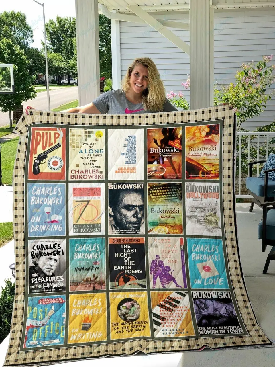 Charles Bukowski Books Quilt Blanket and Home Decor