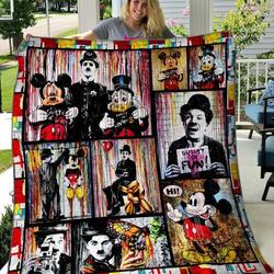 Charlie Chaplin Mickey Donald Quilt Blanket Hvt080606  Quilt and Home Decor