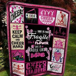 Cheerleading SheS Not Fragile Like A Flower SheS Fragile Like A Bomb Quilt Blanket Great Customized Blanket Gifts For Birthday Christmas Thanksgiving and Home Decor