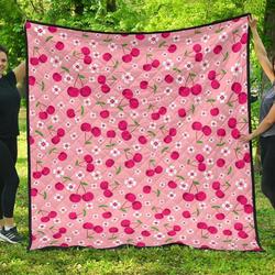 Cherry Floral Cl12100148Mdq Quilt Blanket and Home Decor