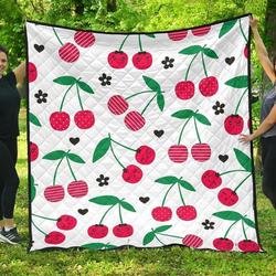 Cherry Pattern White Background DHCDHC DT1910 Quilt Blanket and Home Decor