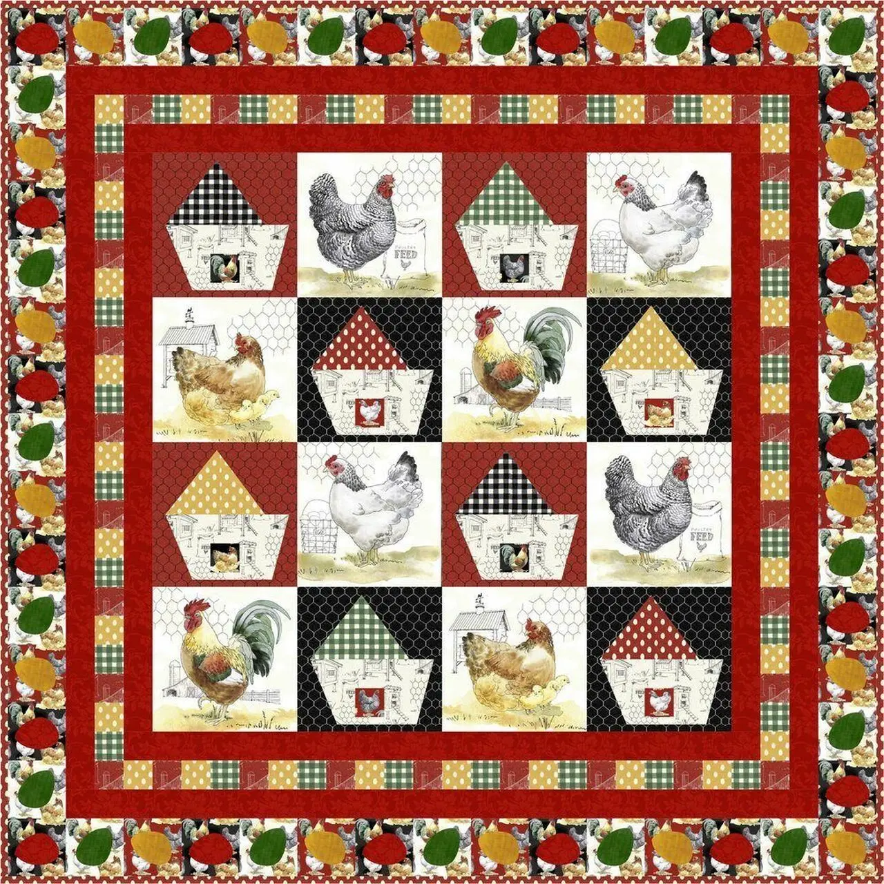 Chicken Cla1810103Q Quilt Blanket and Home Decor