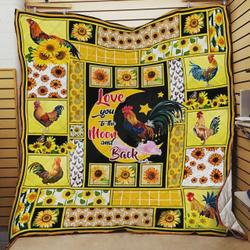 Chicken Sunflower I Love You To The Moon And Back Quilt Blanket Great Customized Blanket Gifts For Birthday Christmas Thanksgiving and Home Decor