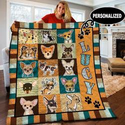 Chihuahua Personalized Quilt Blanket BBB120530HT and Home Decor