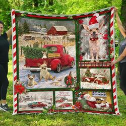 Chihuahua Red Truck Christmas Premium Quilt  Quilt and Home Decor