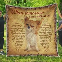 Chihuahua Without Me On Words Quilt Blanket Great Customized Blanket Gifts For Birthday Christmas Thanksgiving and Home Decor
