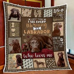 Chocolate Labrador Retriever Quilt Blanket and Home Decor