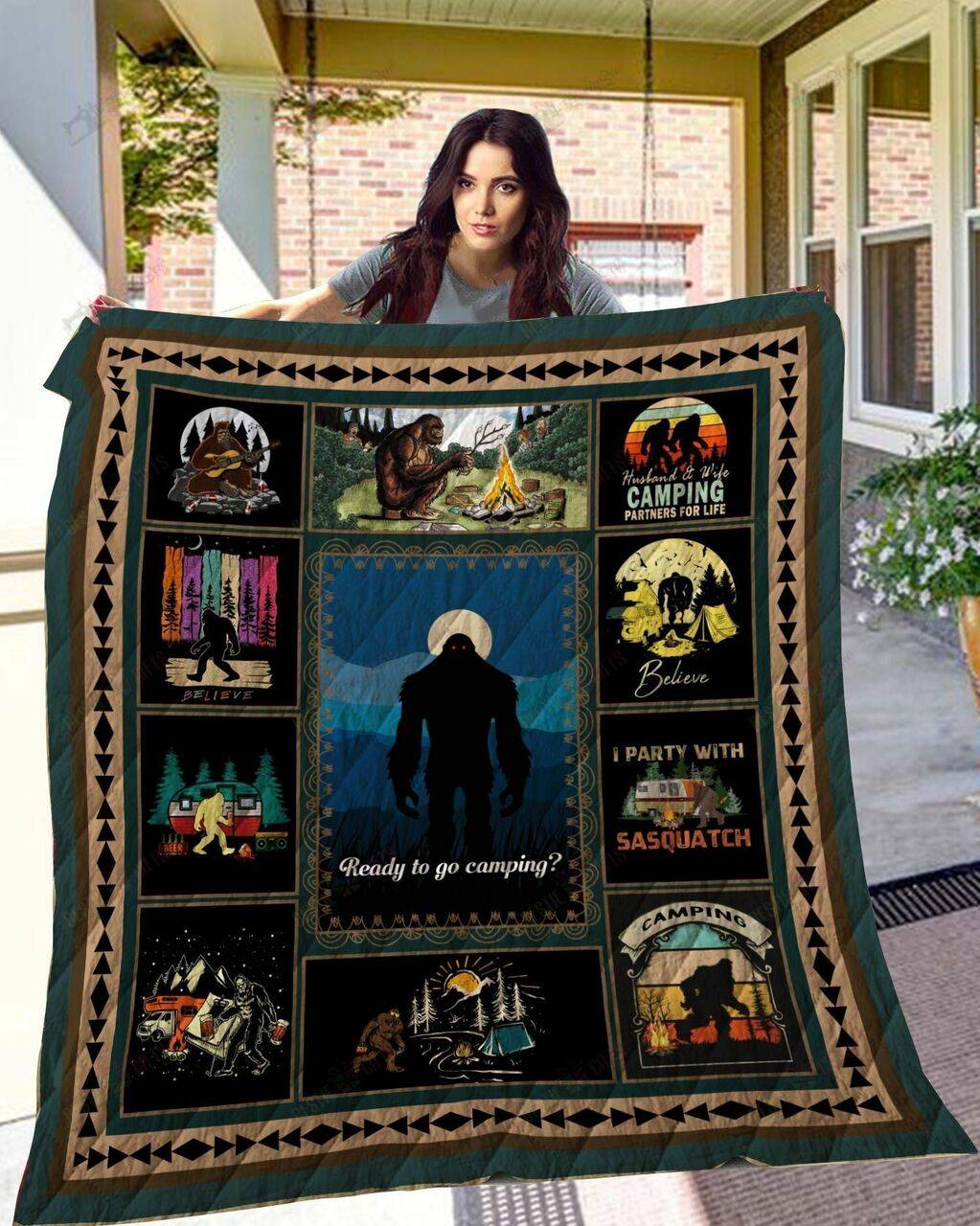 CHQ009 Bigfoot Camping Quilt Blanket and Home Decor