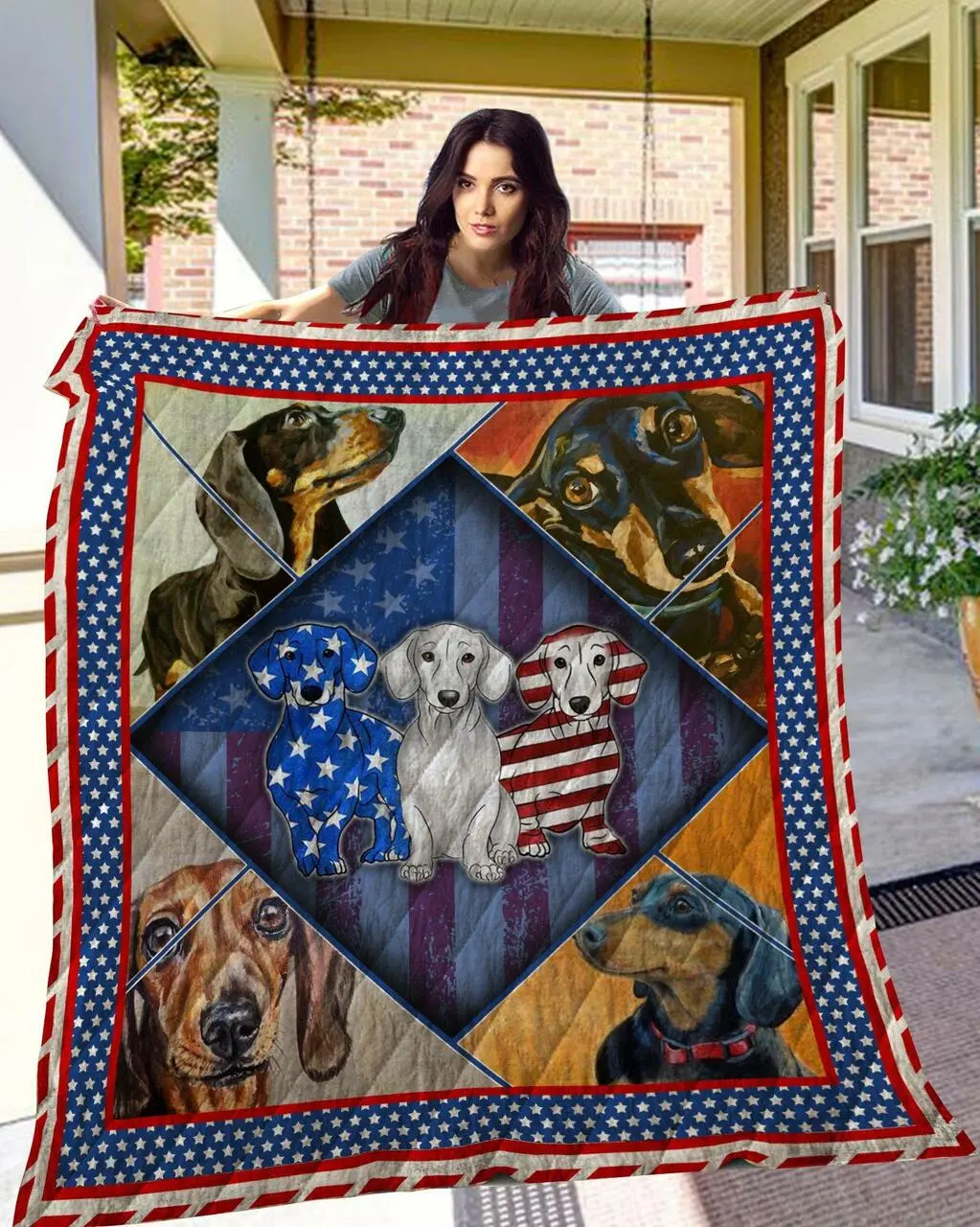Chqd12003 Dachshund Quilt Blanket Quilt and Home Decor