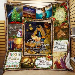 Christ Is Born Let The Heavens Rejoice And The Earth Be Glad Quilt Blanket and Home Decor