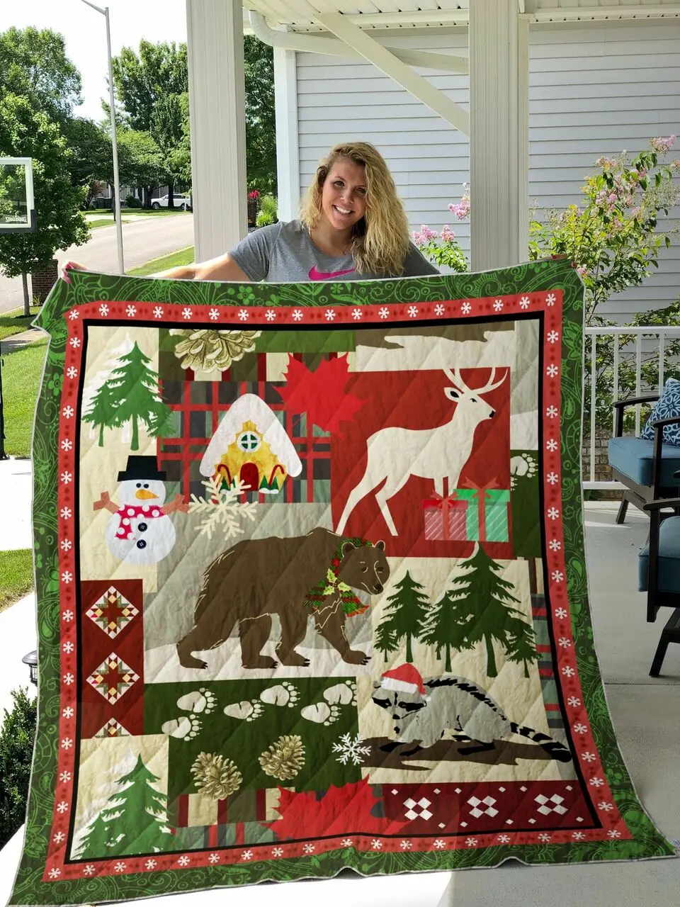 Christmas Animal Quilt Blanket Great Customized Gifts For Birthday Christmas Thanksgiving Perfect Gifts For Animal Lover and Home Decor