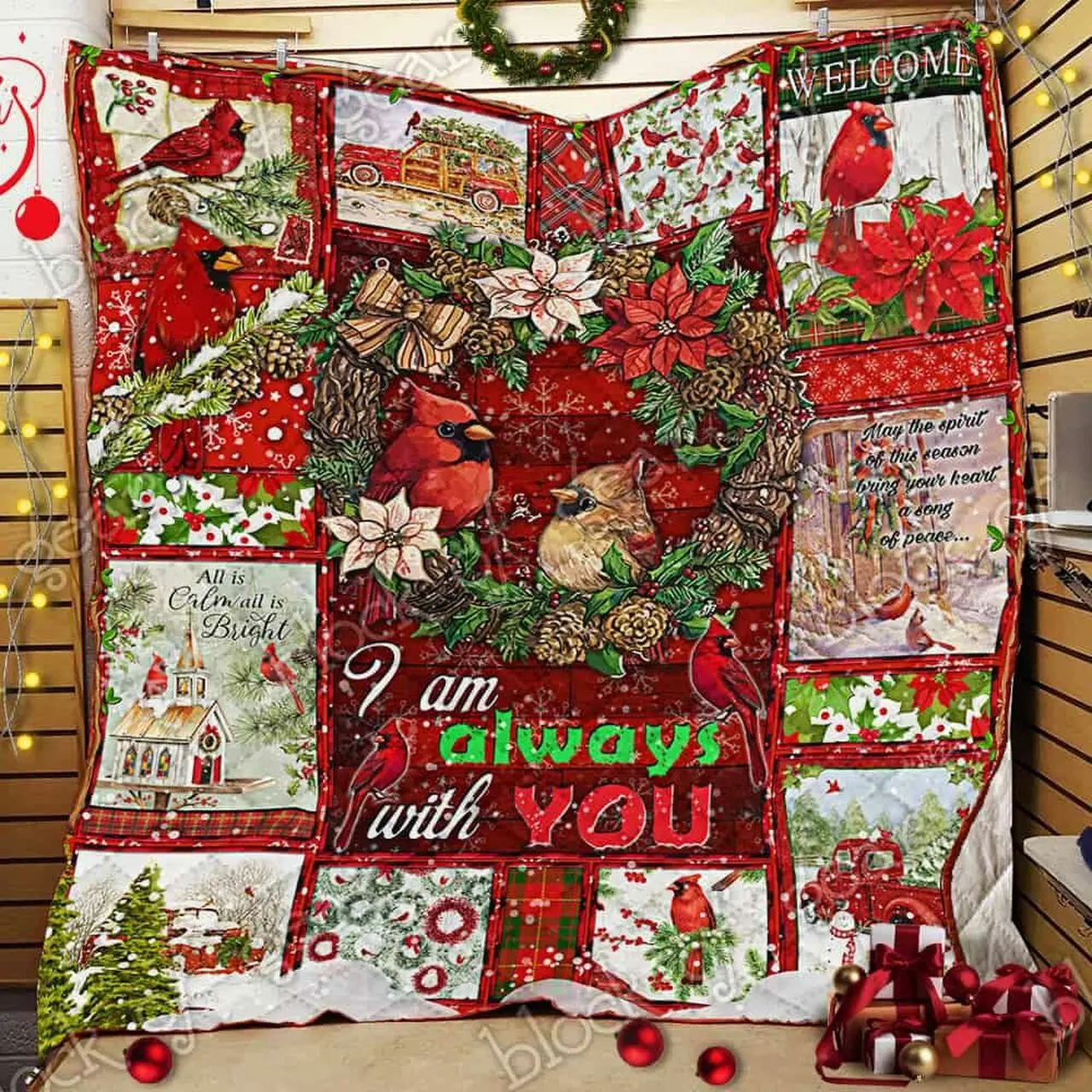 Christmas Cardinals Cl14100125Mdq Quilt Blanket and Home Decor