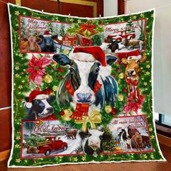 Christmas Cattle Quilt Blanket and Home Decor