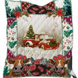Christmas Cow Quilt For Farmers In Christmas Season and Home Decor
