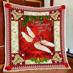 Christmas Dragonfly - I Am Always With You Quilt Blanket and Home Decor