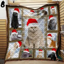 Christmas Frame Cat Quilt Blanket Dhc191211Vt and Home Decor