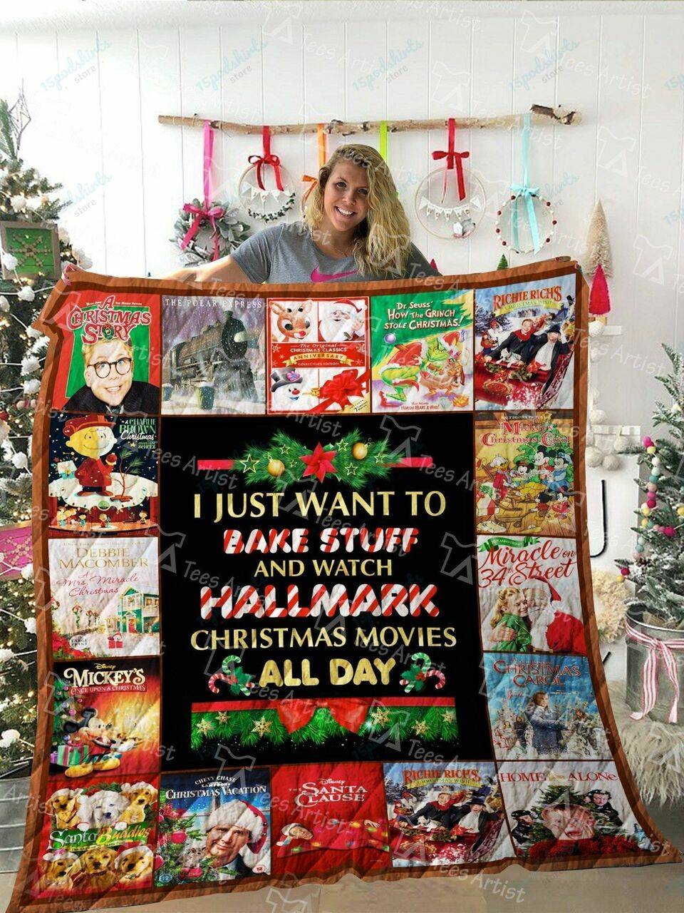 Christmas Movies Vintage Quilt Blanket 02276 and Home Decor