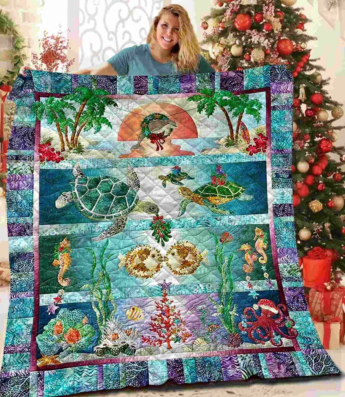 Christmas Sea Ocean Quilt Blanket BBB111102NB and Home Decor