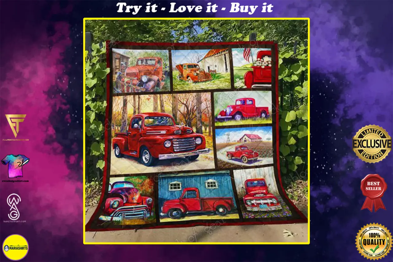 Christmas Time Red Pickup Truck All Over Print Quilt Maria and Home Decor