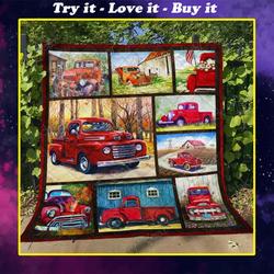 Christmas Time Red Pickup Truck All Over Print Quilt  Maria and Home Decor