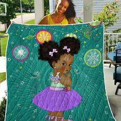 Chubby Cheeks Girl Back To School Kid TH2309171CL Quilt Blanket and Home Decor