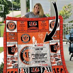 Cincinnati Bengals Personalized Name Quilt Blanket and Home Decor