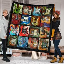 Classic Guitar Gift For Guitar Lover Quilt and Home Decor