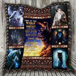 Code Of The Wolf Respect The Elder Teach The Young Quilt Blanket Great Customized Blanket Gifts For Birthday Christmas Thanksgiving and Home Decor