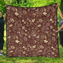 Coffee Bean Flower Pattern DHCDHC DT1910 Quilt Blanket and Home Decor