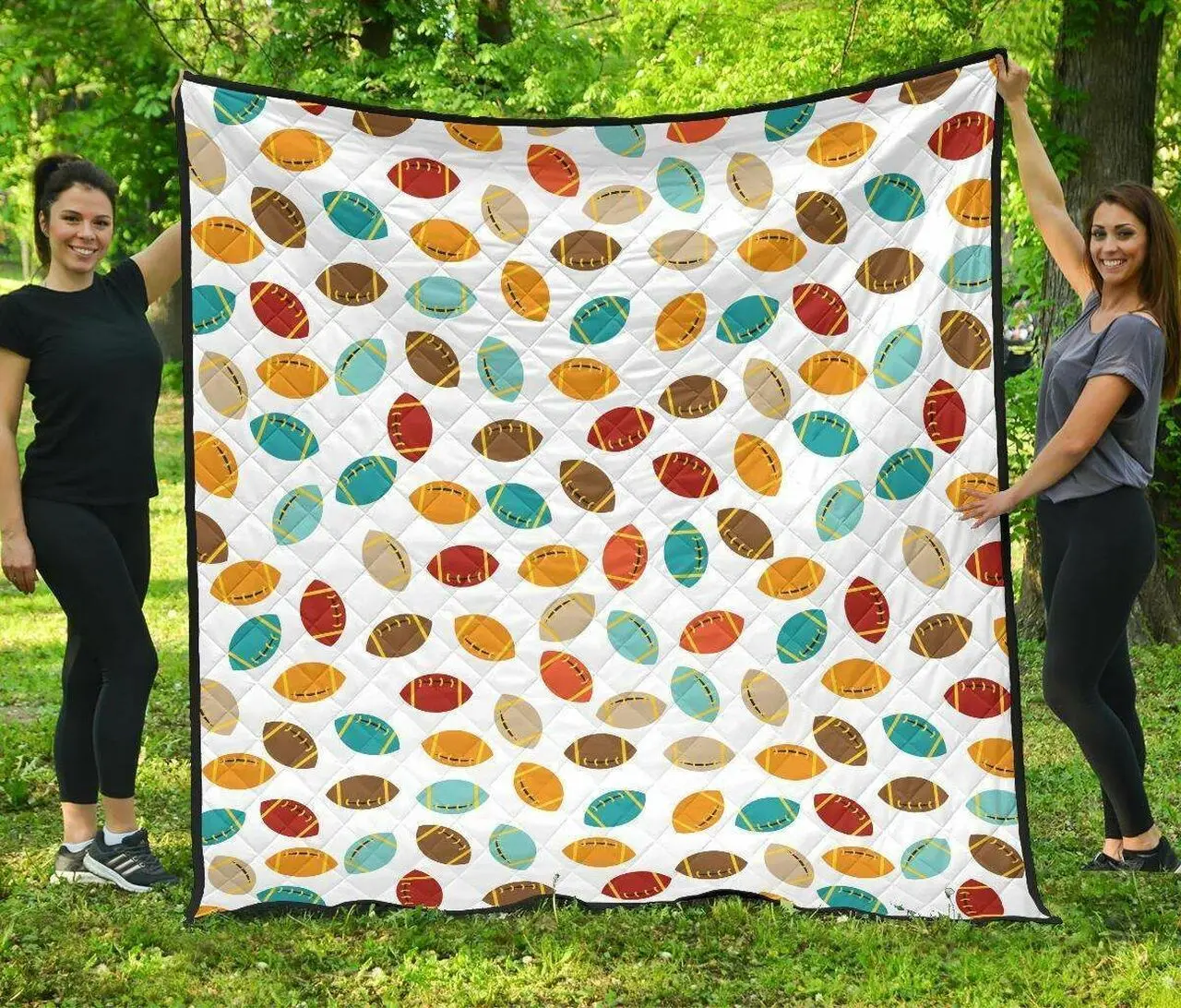 Colorful American Football Ball Pattern DHCDHC DT1910 Quilt Blanket and Home Decor