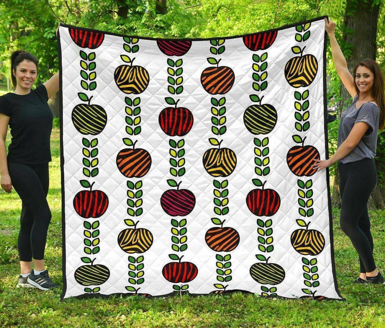 Colorful Apples Leave Zebra Stripe DHCDHC DT1910 Quilt Blanket and Home Decor