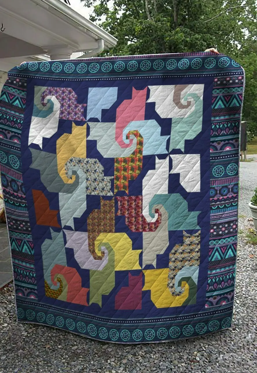 Colorful Cat Quilt and Home Decor