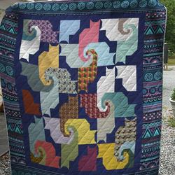 Colorful Cat Quilt  and Home Decor