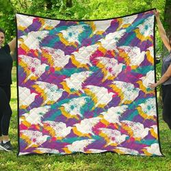 Colorful Crow Illustration Pattern DHCDHC DT1910 Quilt Blanket and Home Decor