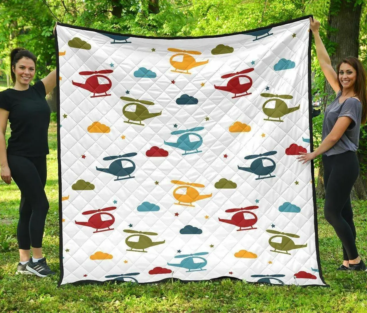 Colorful Helicopter Pattern DHCDHC DT1910 Quilt Blanket and Home Decor