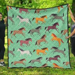 Colorful Horses Pattern DHCDHC DT1910 Quilt Blanket and Home Decor