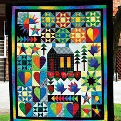 Colorful House Hur Quilt vf and Home Decor