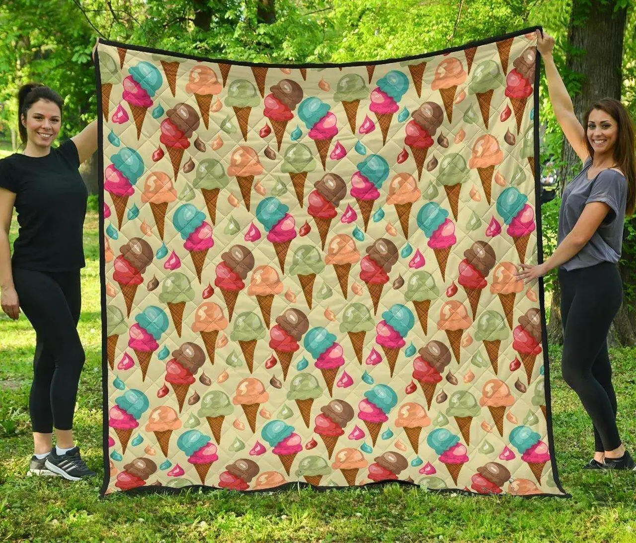 Colorful Ice Cream Pattern DHCDHC DT1910 Quilt Blanket and Home Decor