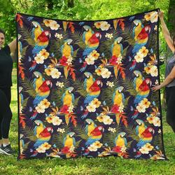 Colorful Parrot Flower Pattern DHCDHC DT1910 Quilt Blanket and Home Decor