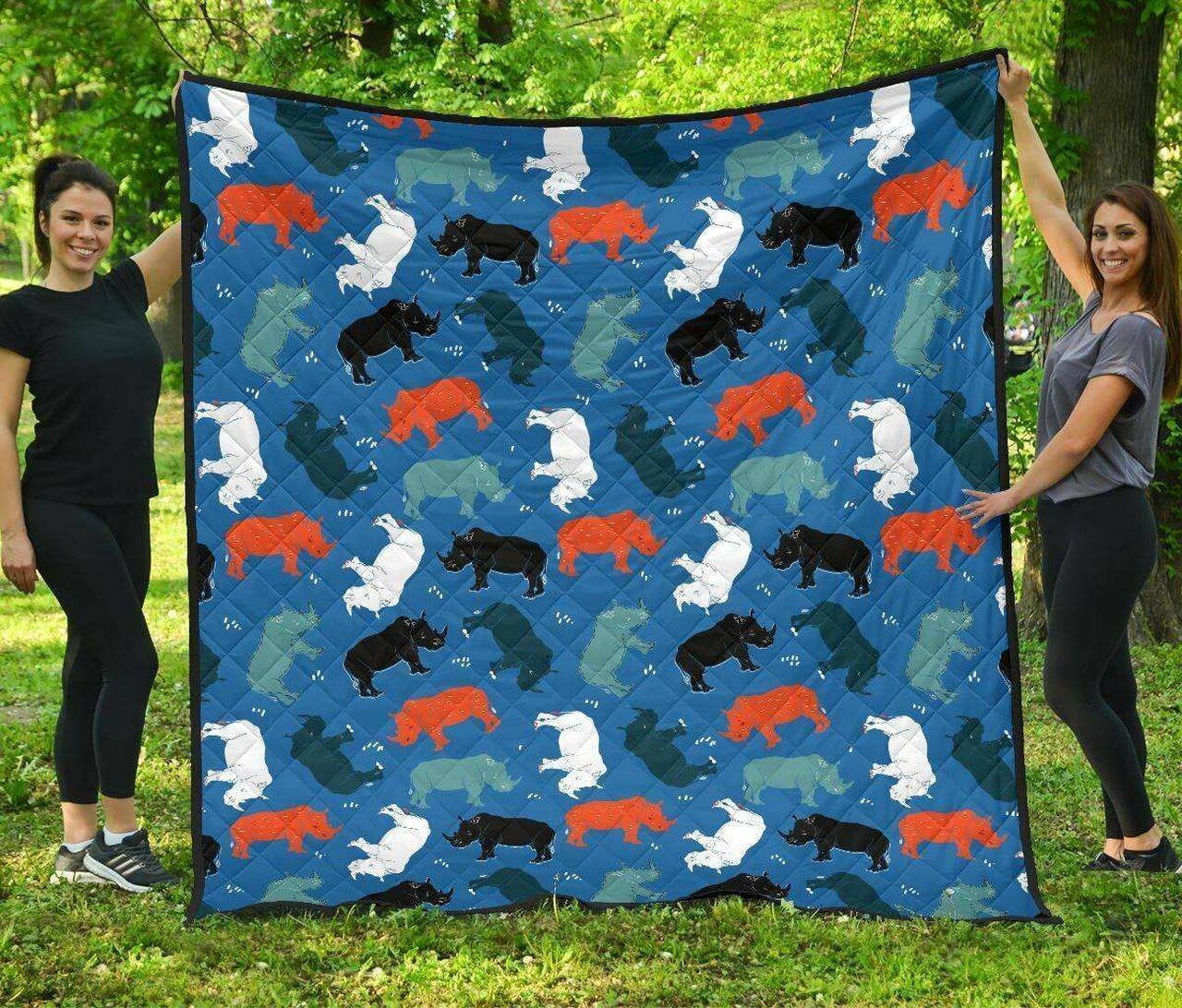 Colorful Rhino Pattern DHCDHC DT1910 Quilt Blanket and Home Decor
