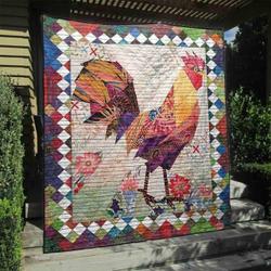 Colorful Rooster Quilt Blanket Ht10  Quilt and Home Decor