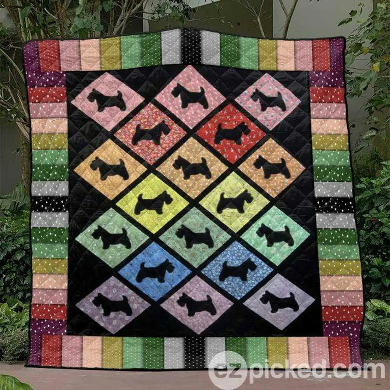 Colorful Scotties Quilt Blanket Yhn2 Quilt and Home Decor