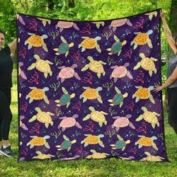 Colorful Sea Turtle Pattern DHCDHC DT1910 Quilt Blanket and Home Decor