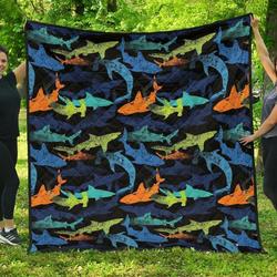 Colorful Shark DHCDHC DT1910 Quilt Blanket and Home Decor
