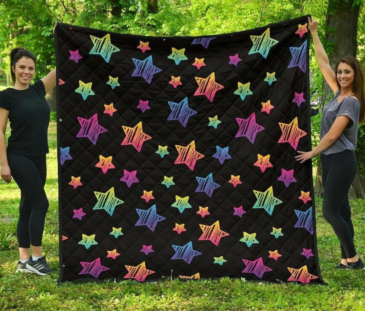 Colorful Star Pattern DHCDHC DT1910 Quilt Blanket and Home Decor
