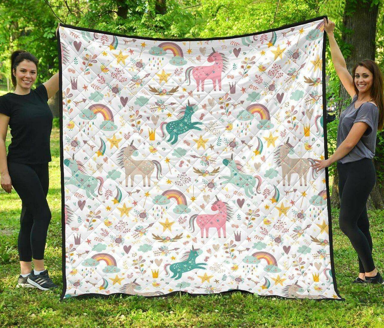 Colorful Unicorn Pattern DHCDHC DT1910 Quilt Blanket and Home Decor