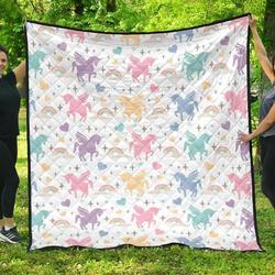 Colorful Unicorn Rainbow Heart Pattern DHCDHC DT1910 Quilt Blanket and Home Decor