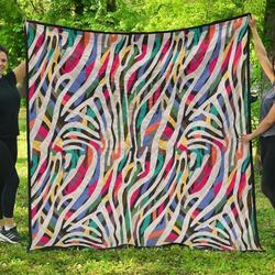 Colorful Zebra Skin Pattern DHCDHC DT1910 Quilt Blanket and Home Decor