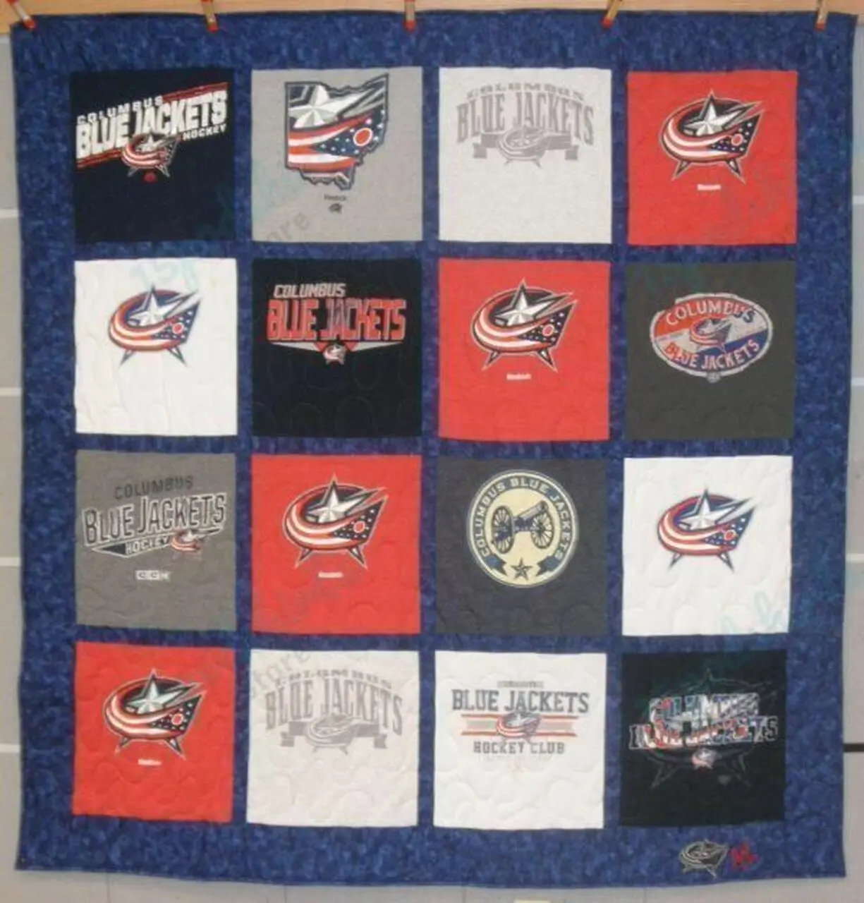 Columbus Blue Jackets Quilt Blanket 05 and Home Decor