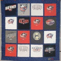 Columbus Blue Jackets Quilt Blanket 05 and Home Decor